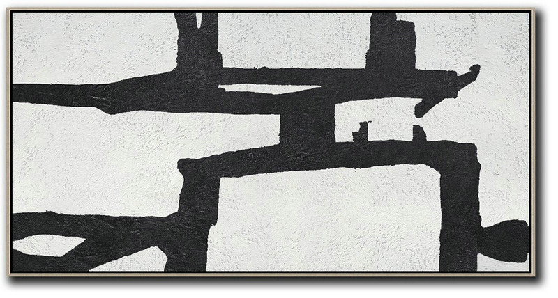 Hand-Painted Canvas Art,Oversized Panoramic Minimal Art On Canvas - Huge Wall Decor